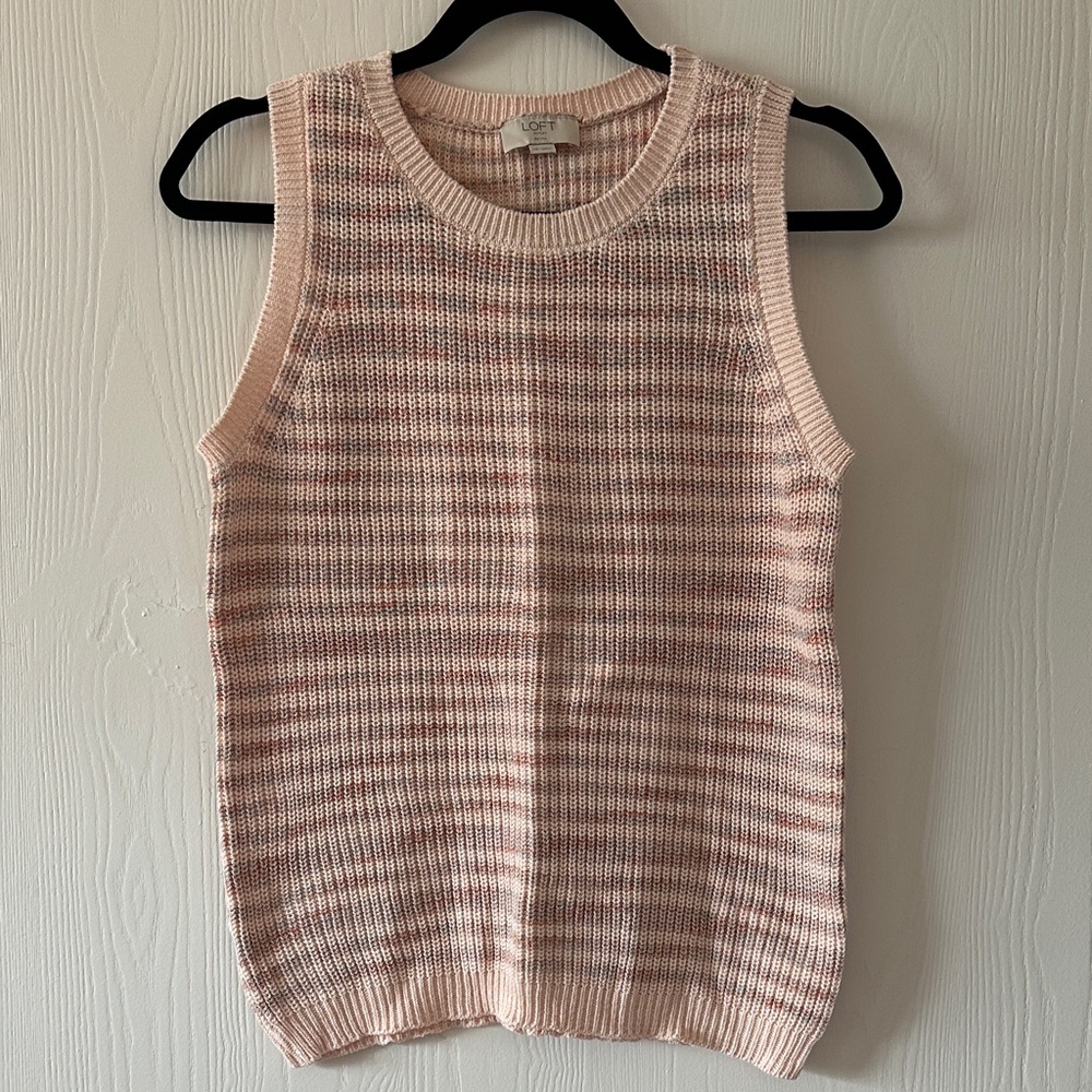 LOFT Soft Pink Heathered Sweater Vest
